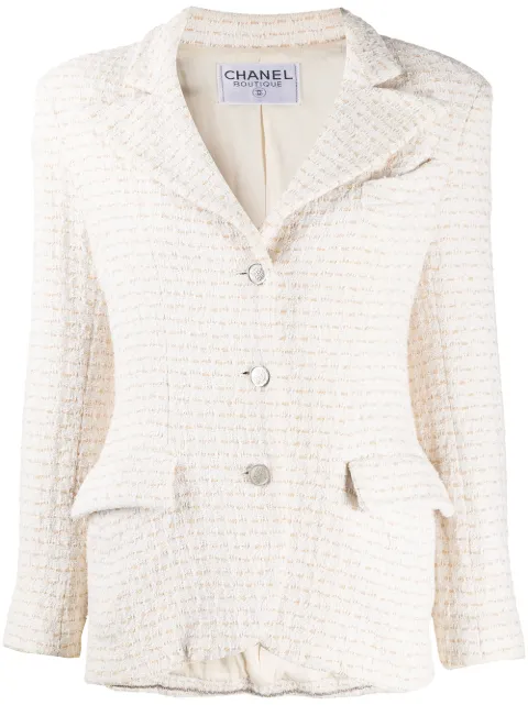 Chanel Pre-Owned woven notched lapel jacket