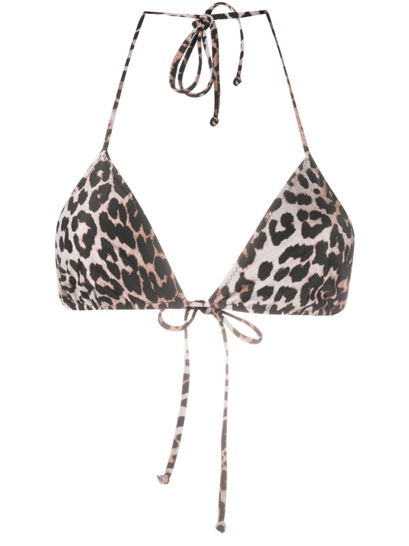 GANNI leopard print string bikini top neutrals | MODES