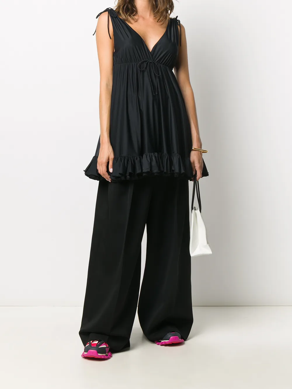  Balenciaga Top Mit Rüschen   Schwarz 