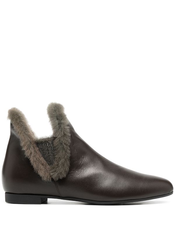 fur lined short boots