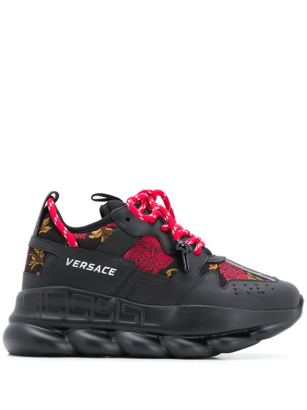 red and black versace shoes