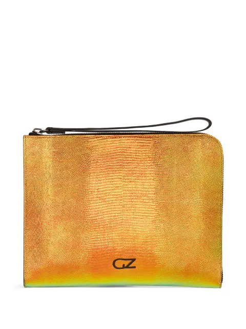 Giuseppe Zanotti snakeskin-effect logo clutch bag 