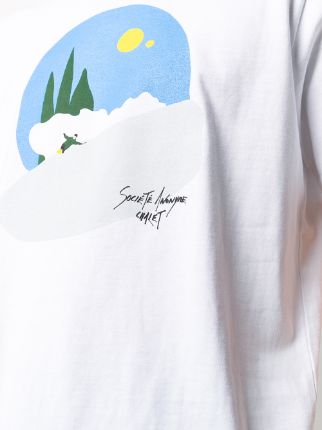 snowboard-print crew-neck T-shirt展示图