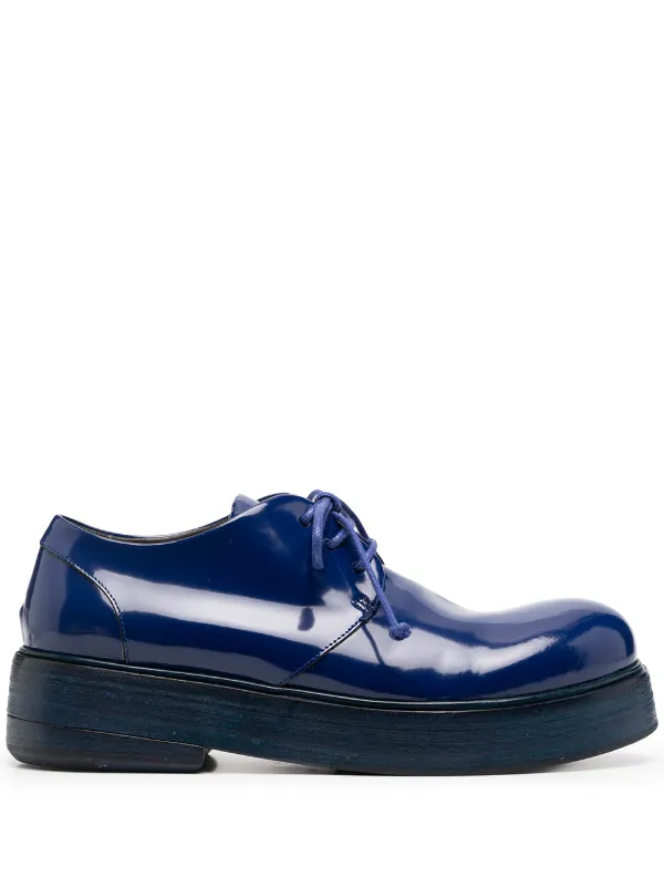 blue leather lace up shoes