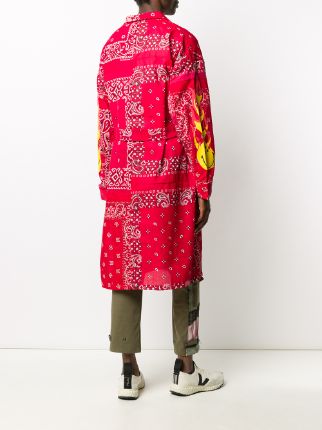 geometric print tie waist coat展示图