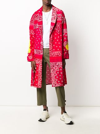 geometric print tie waist coat展示图