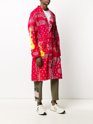 geometric print tie waist coat展示图