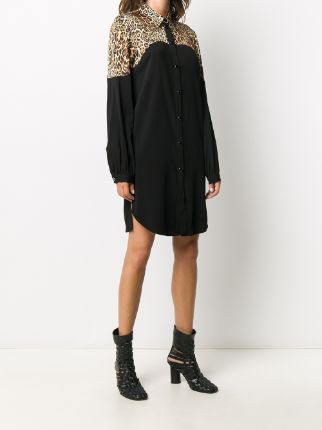 leopard print panelled shirt dress展示图