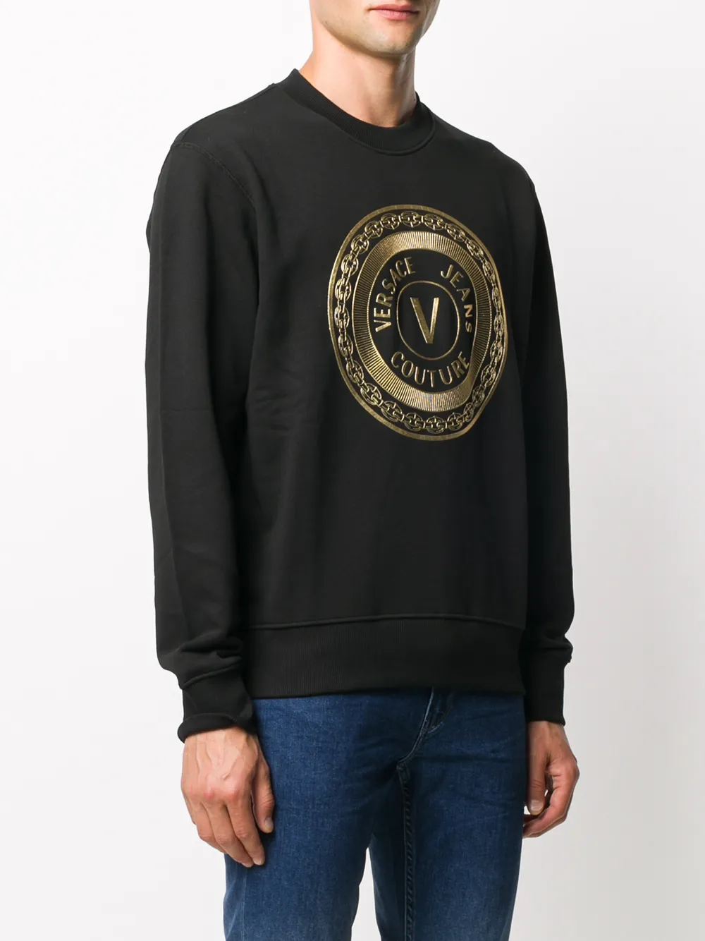 Versace Jeans Couture Trui met metallic logo Zwart