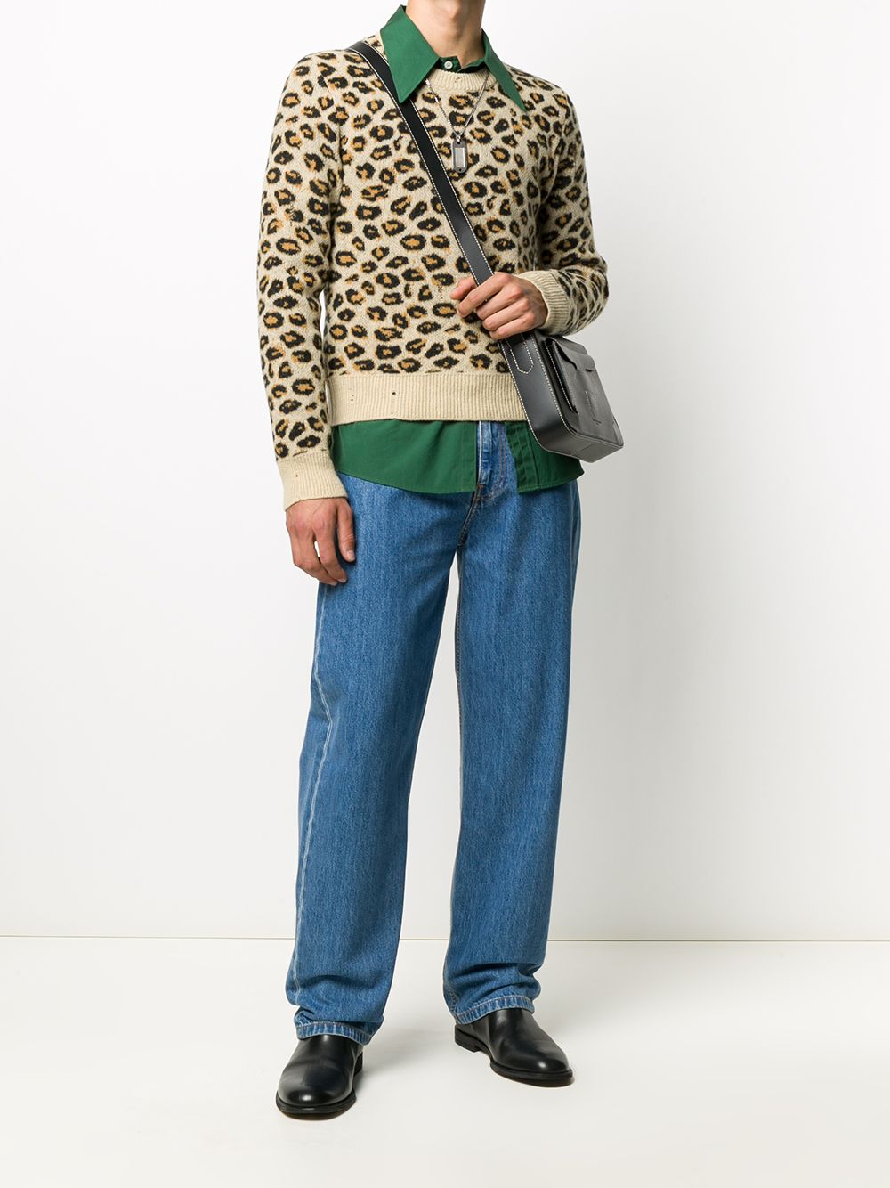 фото Gucci жаккардовый джемпер с леопардовым принтом
