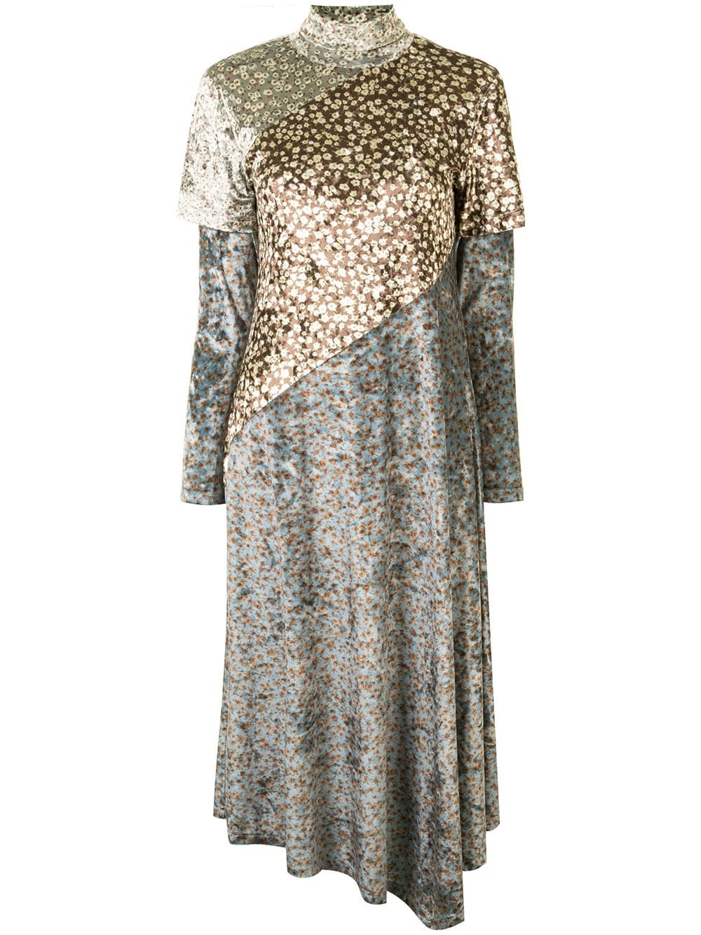 Image 1 of Goen.J layered floral velvet dress