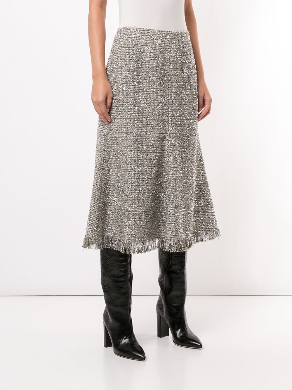 фото Goen.j твидовая юбка миди с эффектом металлик