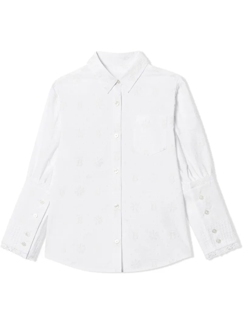 Click to view more detailed imagery on our partner's website Burberry Kids' Puff-sleeve Coupé Cotton Shirt In White