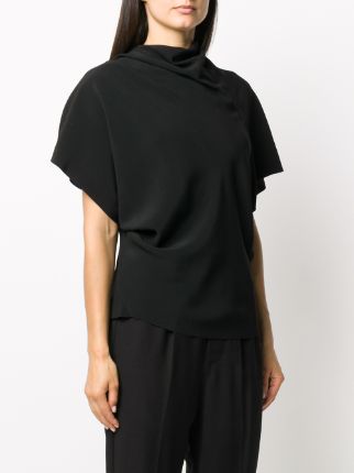 short sleeve draped neck top展示图