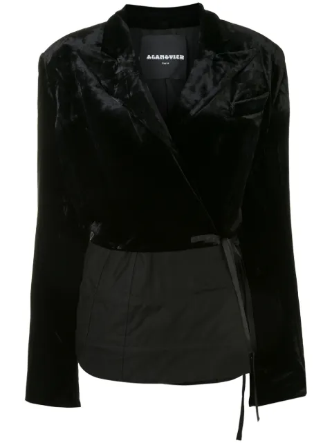 Aganovich velvet panel wrap-around blazer