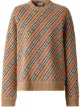 Image 1 of Burberry check stripe crew-neck jumper