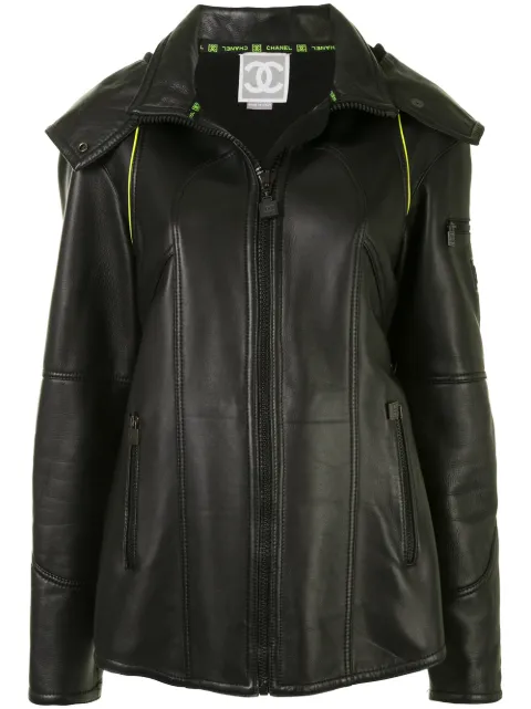 CHANEL Pre-Owned 2004 Sport Line hooded leather jacket