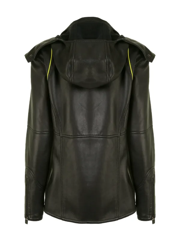 シャネルレザージャケット CHANEL Pre-Owned 2004 Sport Line Hooded Leather Jacket | Black