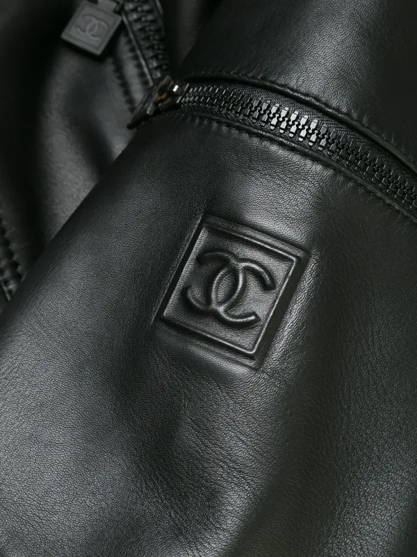 シャネルレザージャケット CHANEL Pre-Owned 2004 Sport Line Hooded Leather Jacket | Black
