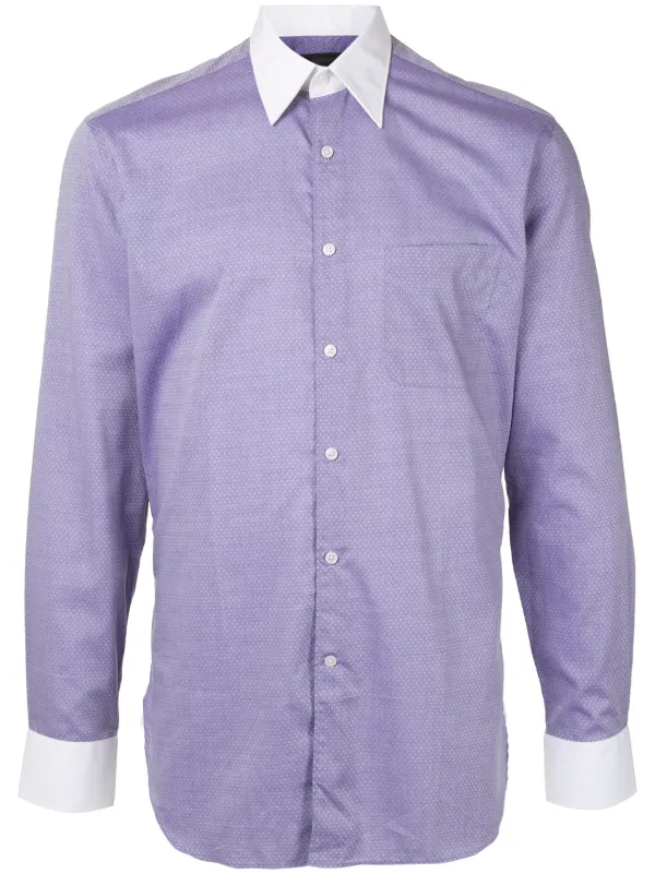 purple polka dot shirt