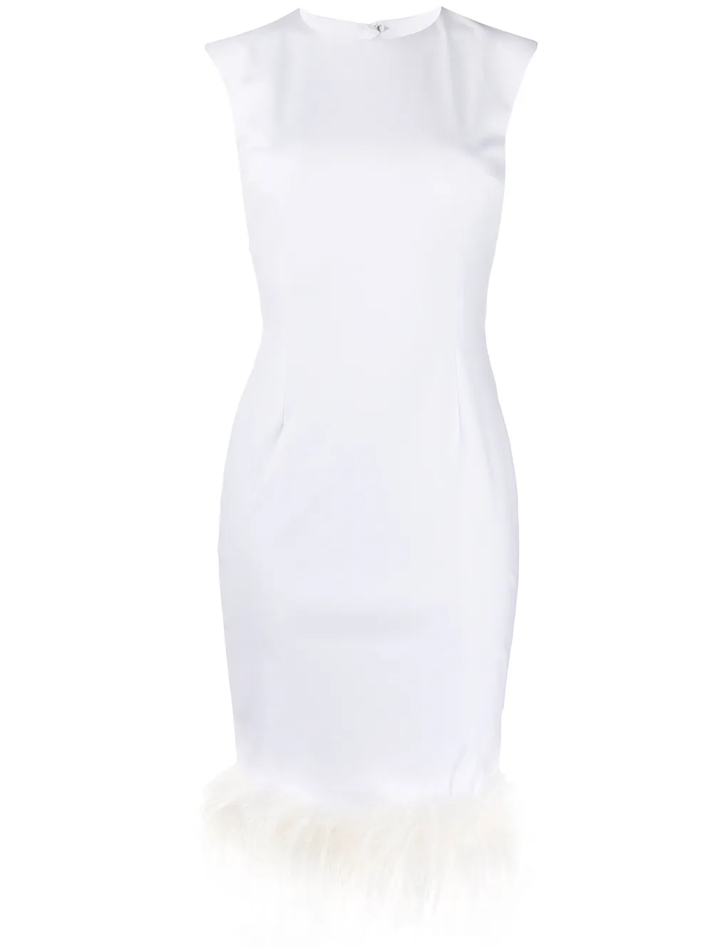 

STYLAND vestido midi con ribete de plumas - Blanco