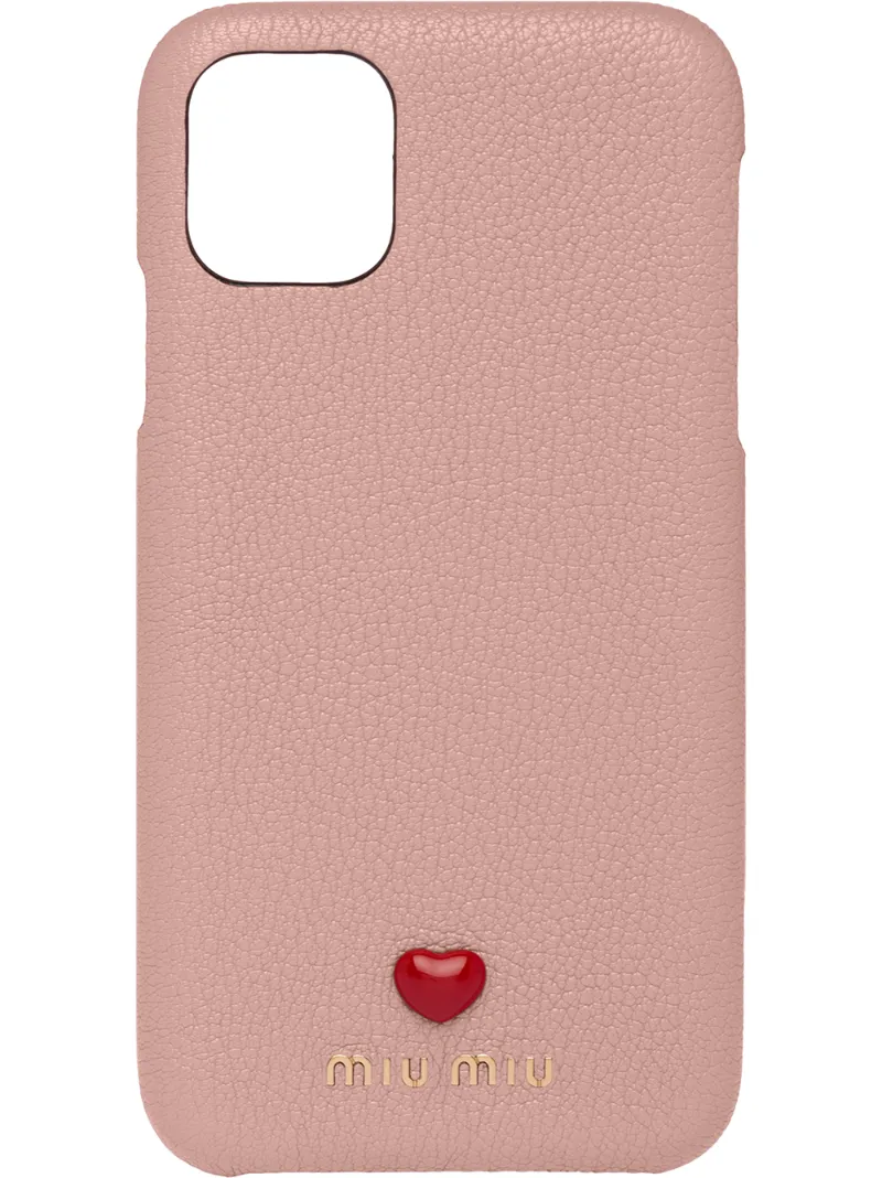 Click to view more detailed imagery on our partner's website Miu Miu Heart-embellished Iphone 11 Case In Pink