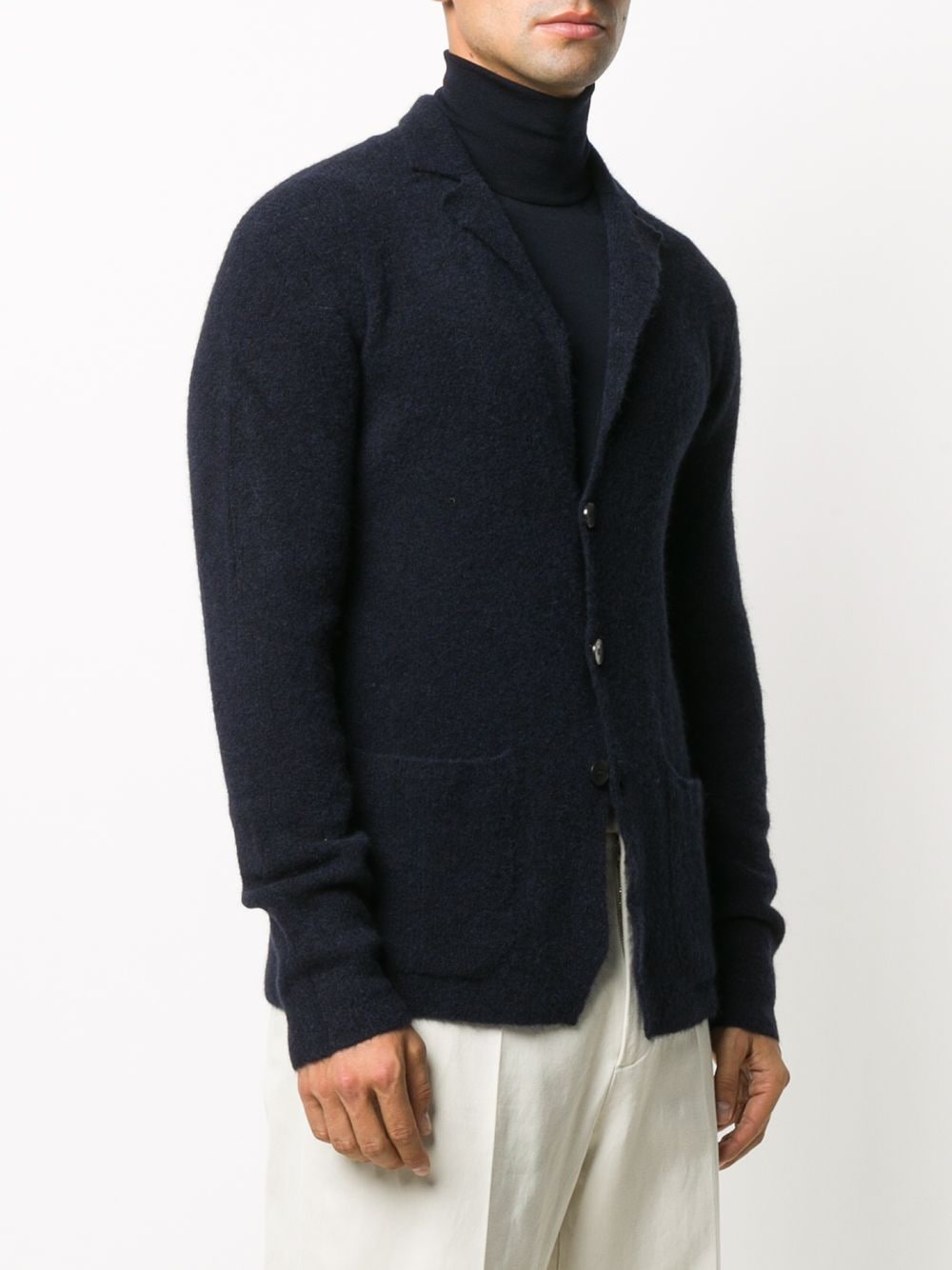 Shop Roberto Collina Notched Lapel Cardigan In Blue