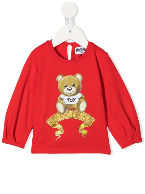 Moschino Kids Langarmshirt mit Teddymotiv