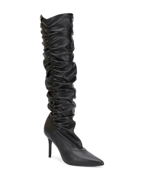 versace jeans knee high buckle boots