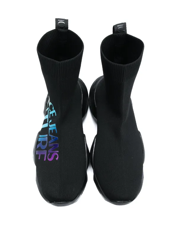 love moschino rainbow logo sock trainers