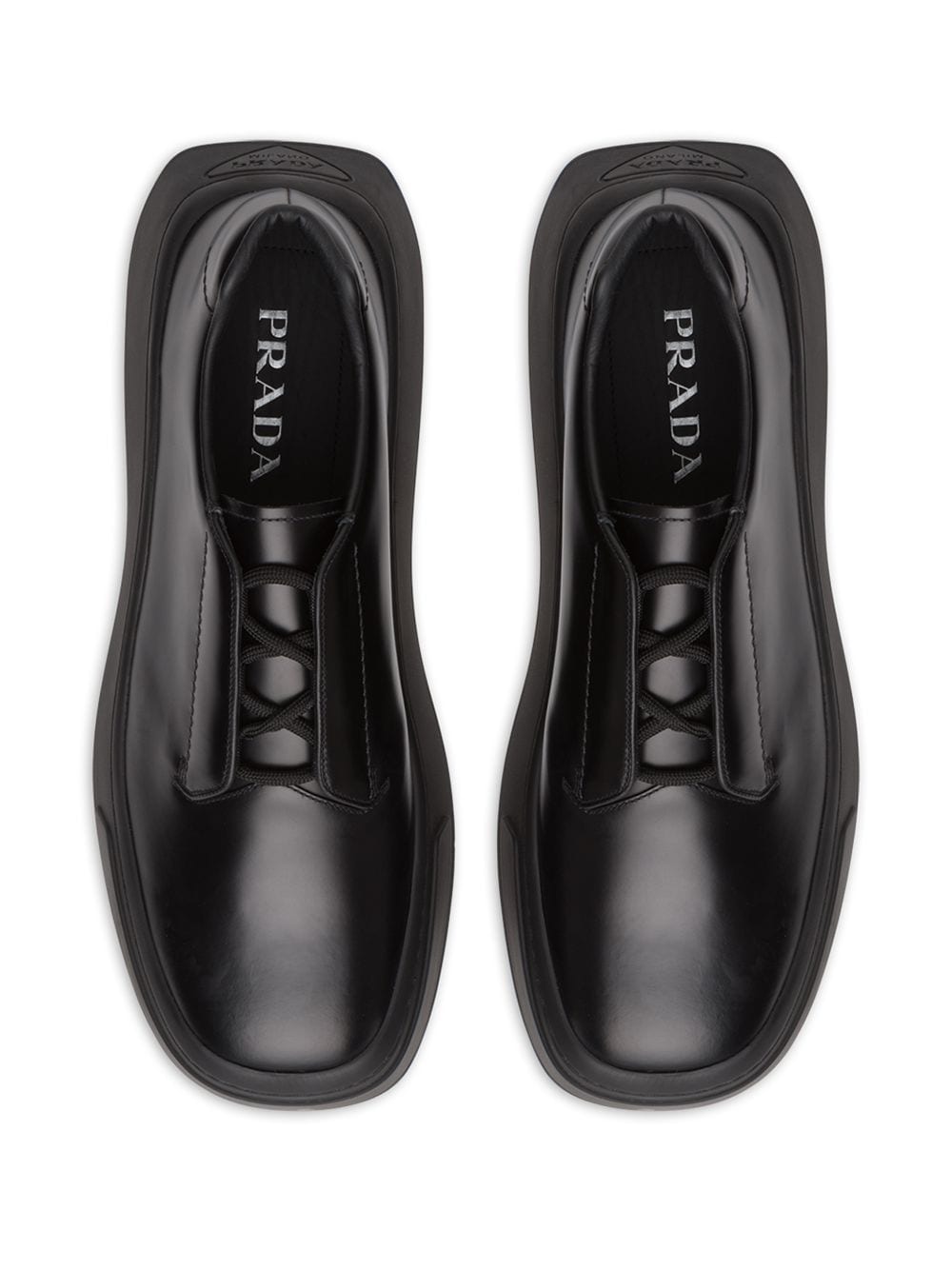 Prada Brushed Leather Derby Shoes - Farfetch