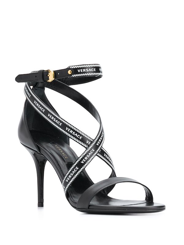 versace logo strap heels