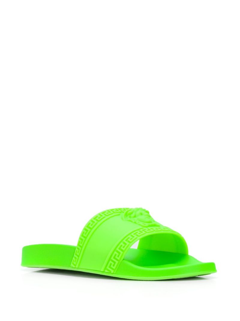 neon green versace slides