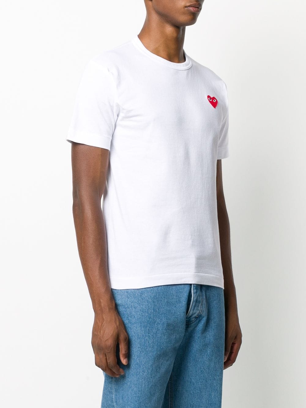 Shop Comme Des Garçons Play Applique Logo T-shirt In White