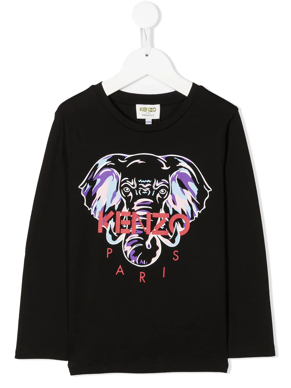 

Kenzo Kids playera con elefante estampado - Negro