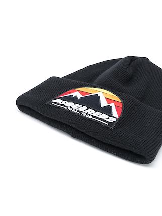 logo-patch ribbed-knit beanie展示图