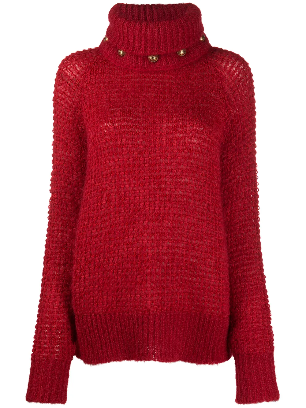 

Balmain suéter con cuello de tortuga y detalle de botones - Rojo