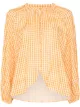 Image 1 of Peony check print puff sleeve shirt