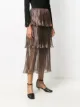 Self-Portrait metallic tiered midi skirt