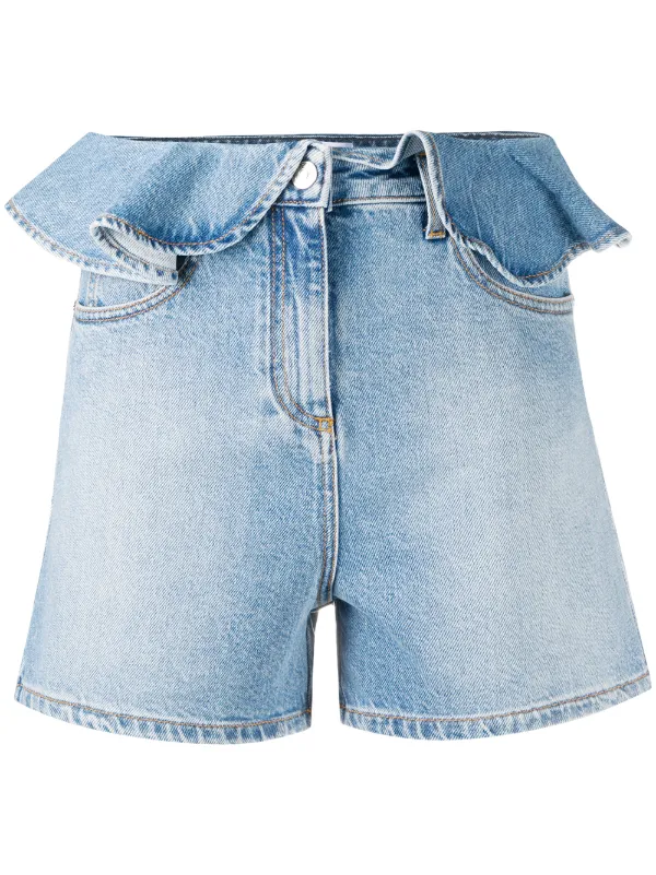 denim shorts with ruffle waist