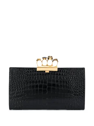 Alexander McQueen Four Ring Embossed Clutch Bag Black FARFETCH PH