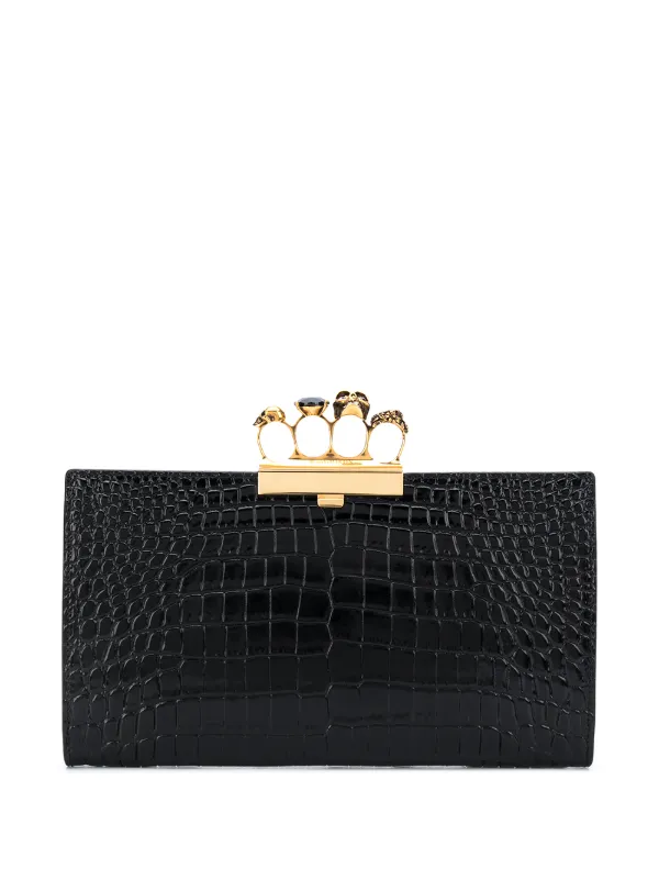 Alexander McQueen Four Ring Embossed Clutch Bag - Farfetch