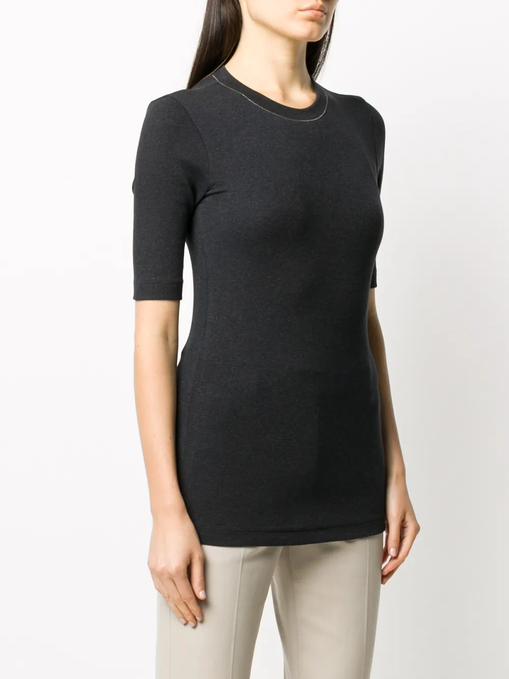 Brunello Cucinelli Trui met cropped mouwen Grijs