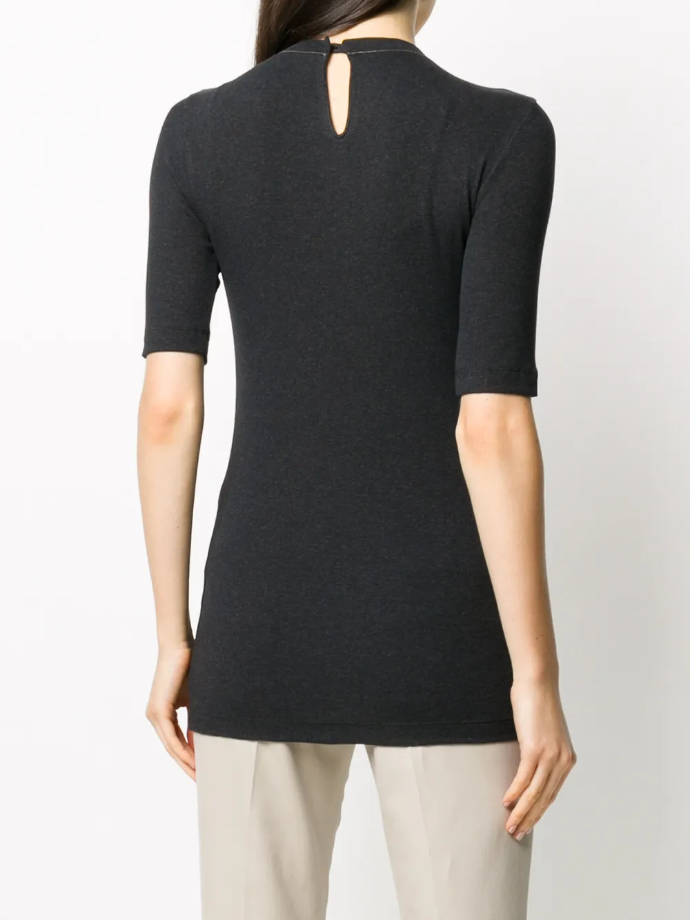 Brunello Cucinelli Trui met cropped mouwen Grijs