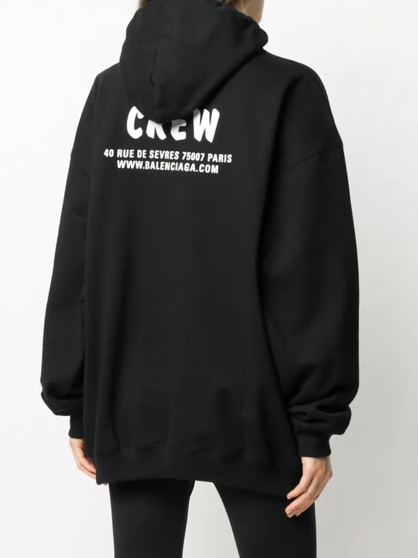 Balenciaga Crew Print Oversized Hoodie | Black | FARFETCH