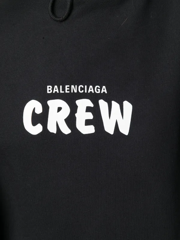 Balenciaga Crew Print Oversized Hoodie | Black | FARFETCH