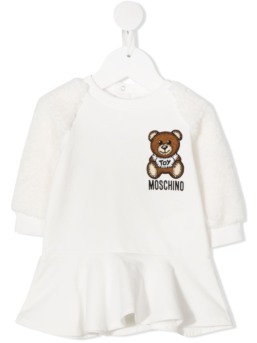 фото Moschino kids платье с вышивкой teddy bear и пушистыми рукавами