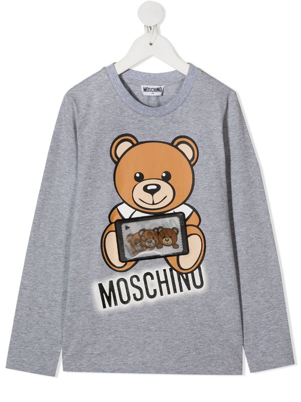 Kids Gray Teddy Bear T-Shirt by Moschino