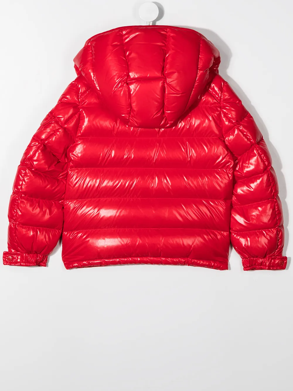 Shop Moncler Glossy Puffer Coat In Red