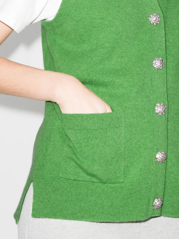 GANNI crystal-button cashmere vest 
